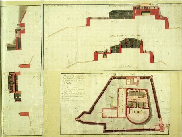Plano del Castillo de San Sebastián, llamado de Santa Cruz de la Mota. 1726.
(Serv. Geogr. del Ejército)
